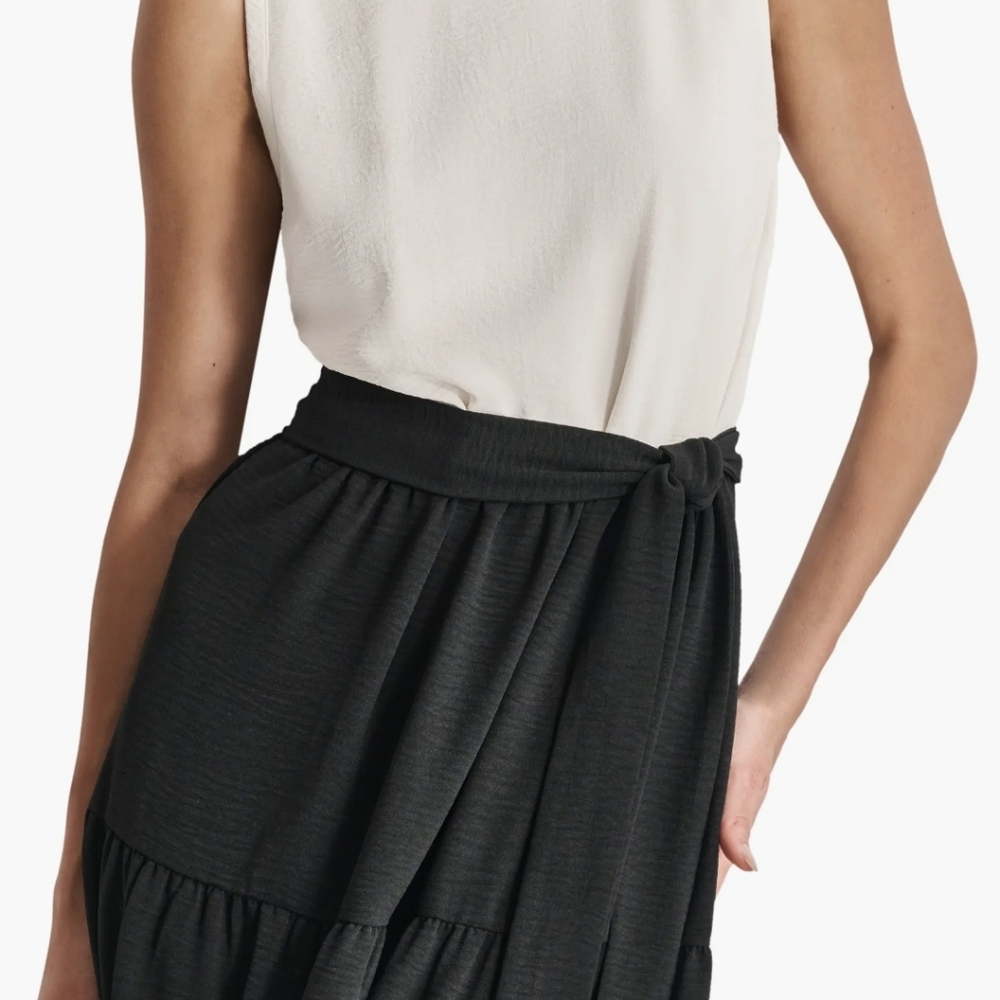 DKNY Tiered Black and White Sleeveless Dress - Picture 2 of 9